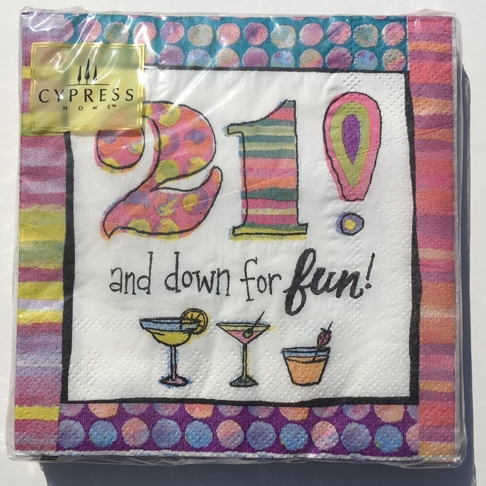 2 Packages Cypress Home Beverage Napkins Cocktail 21st Birthday Paper Party New